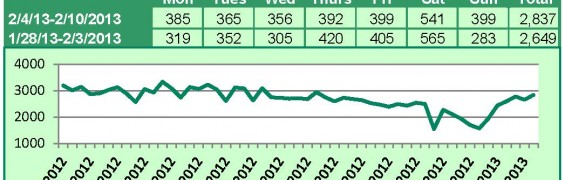 Supra Key Activity Daily Counts Charts WA 2-10-13