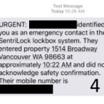 Alert Sent to SentriSmart Contacts Via Text Message