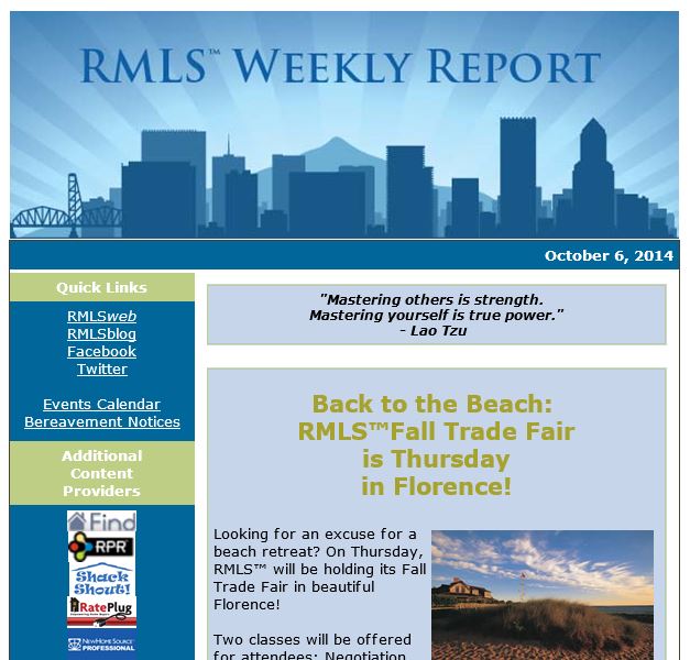 Not Getting the RMLS™ Weekly Report? We Can Help!